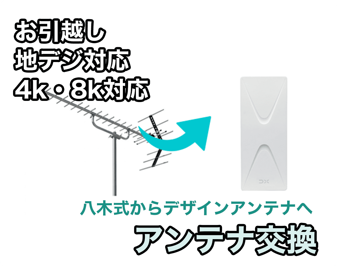 お引越し 地デジ対応 ４K・8K対応　八木式からデザインアンテナへ　アンテナ交換